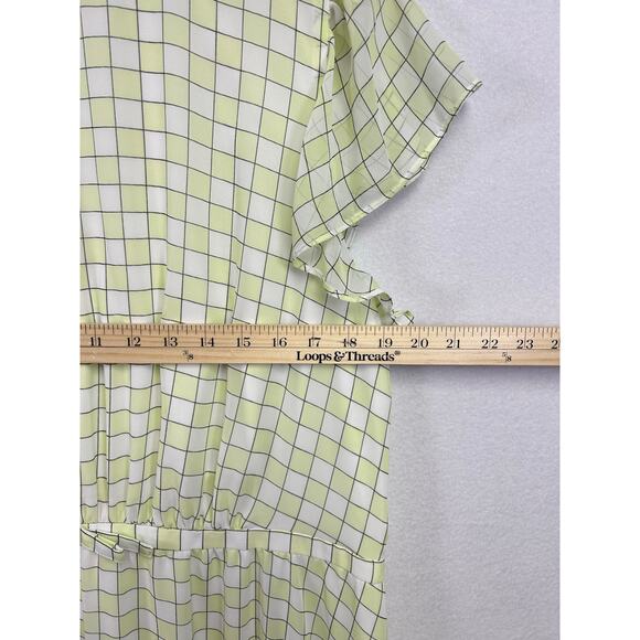 Ryegrass green check ruffle midi dress XXL country chick cottagecore ￼ - Picture 5 of 8